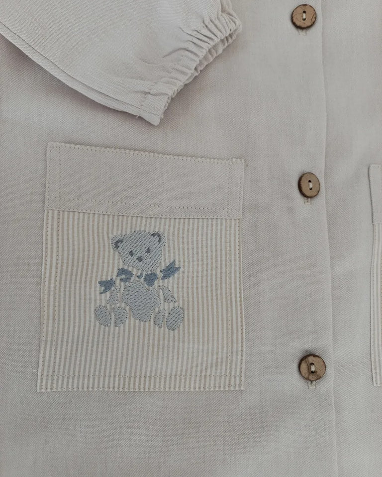 Delantal beige & rayitas