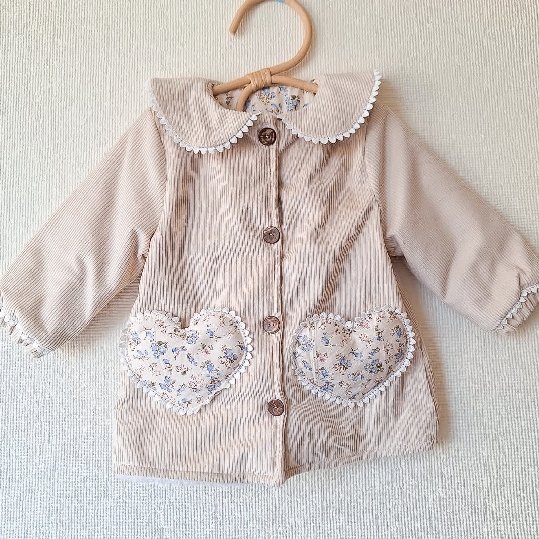 Chaquetón forrado corderito - bolsillos corazones