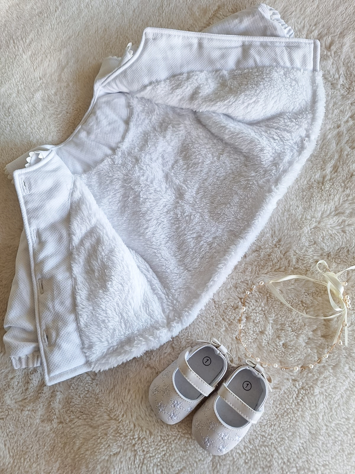 Chaquetón forrado corderito - bolsillos corazones piqué Blanco