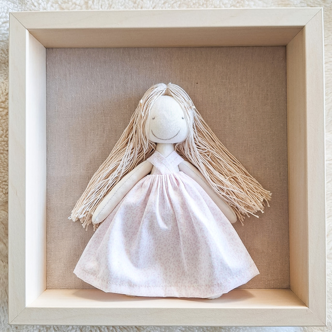 Cuadrito Muñeca - hojitas rosa