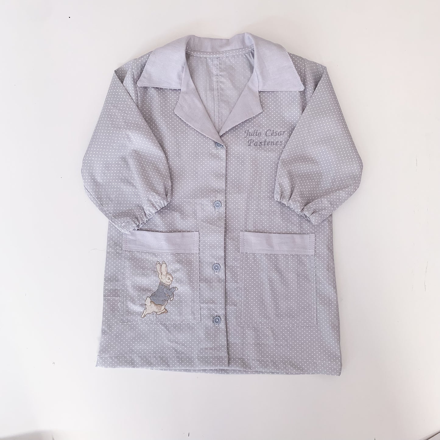 Delantal puntito gris & gris liso