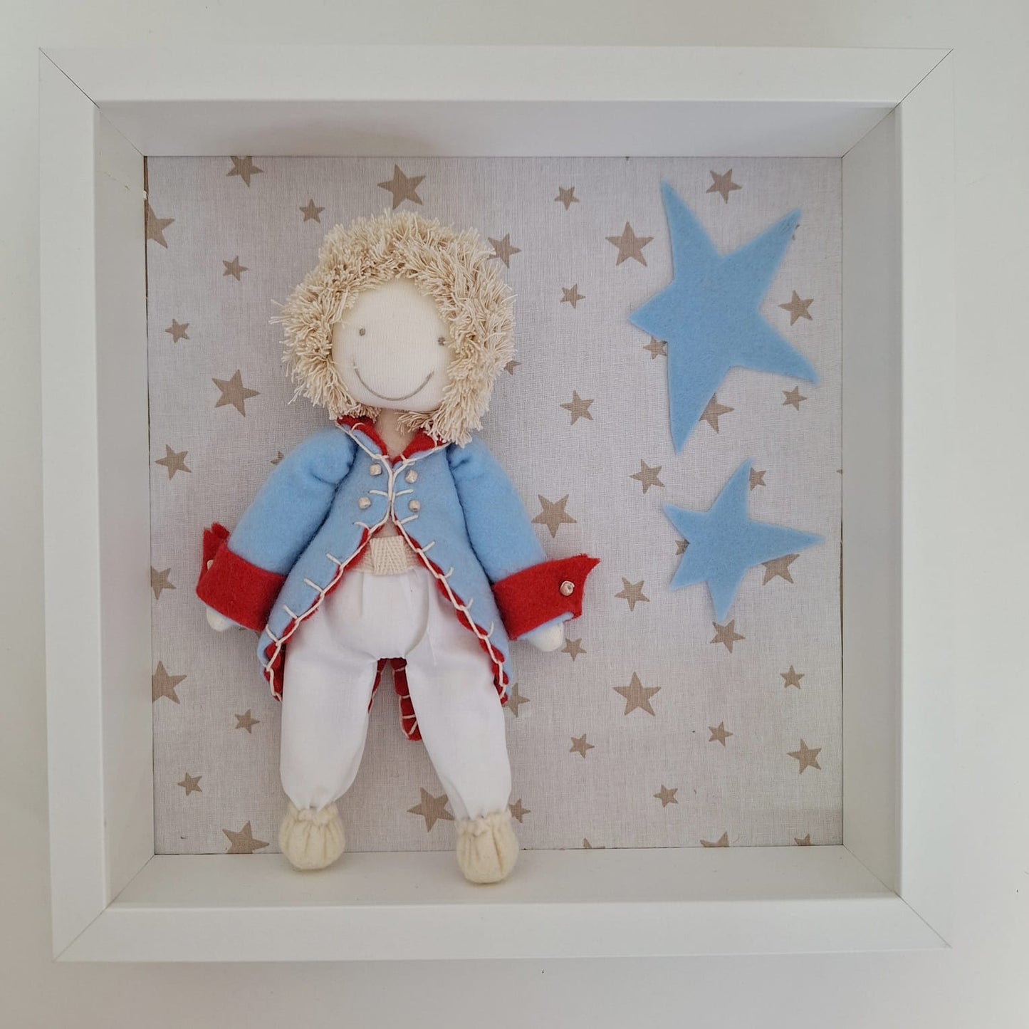 Cuadrito principito - estrellita beige