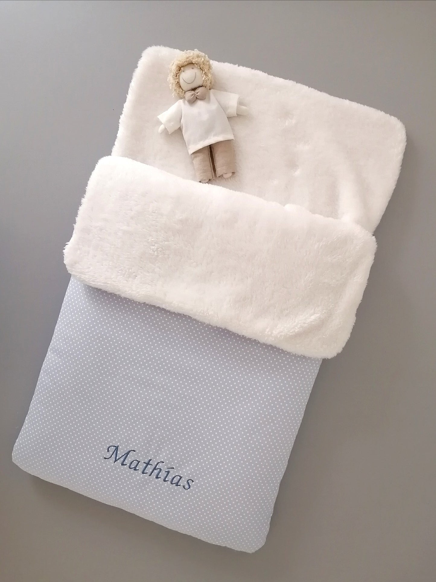 Saquito personalizado - tonos celestes