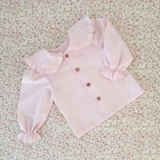 Blusa cuello vuelos - rosa claro