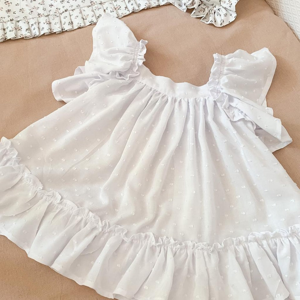 Vestido vuelos plumetti blanco