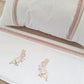 Sábanas Peter Rabbit - rosa y rayita beige