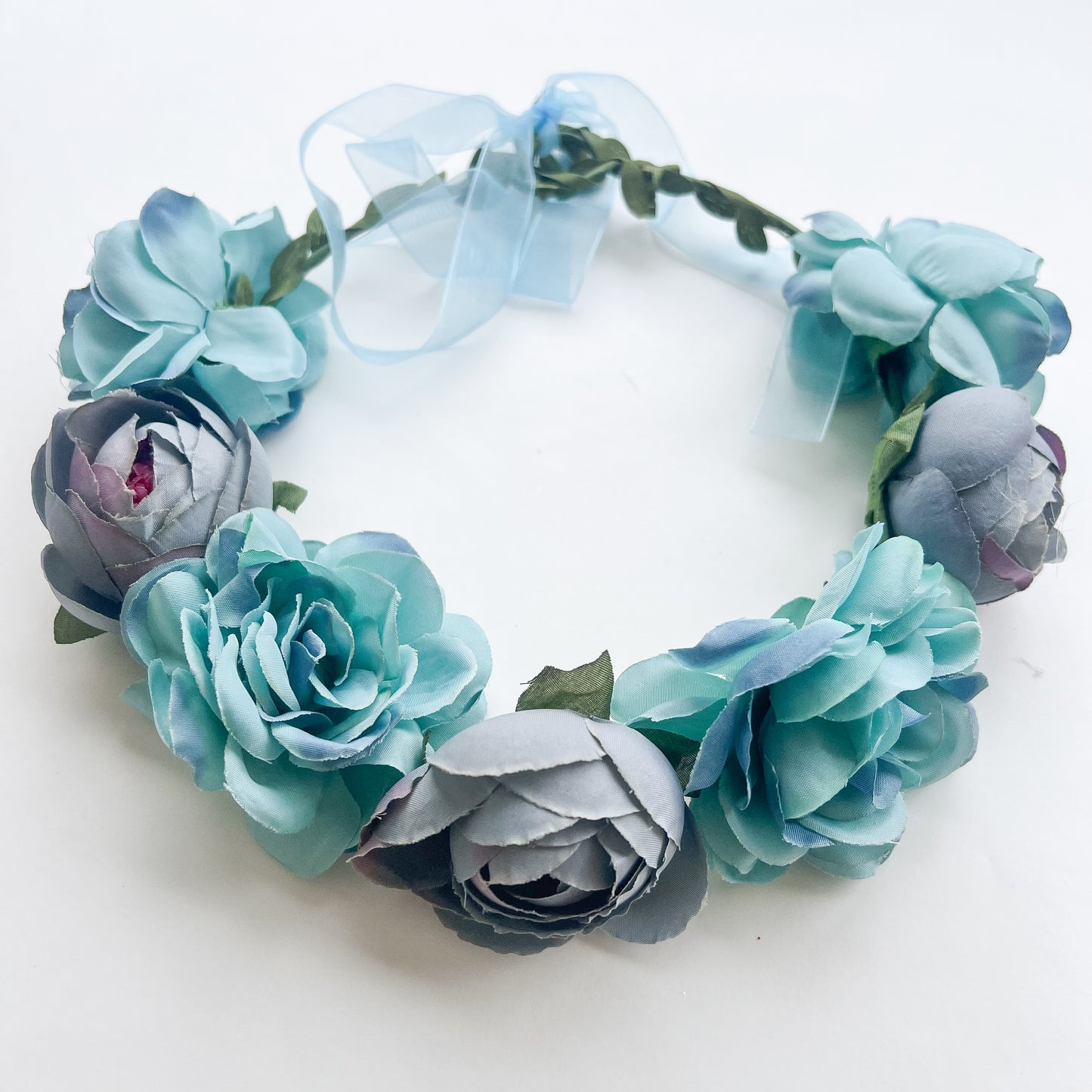 Cintillo flores - celeste