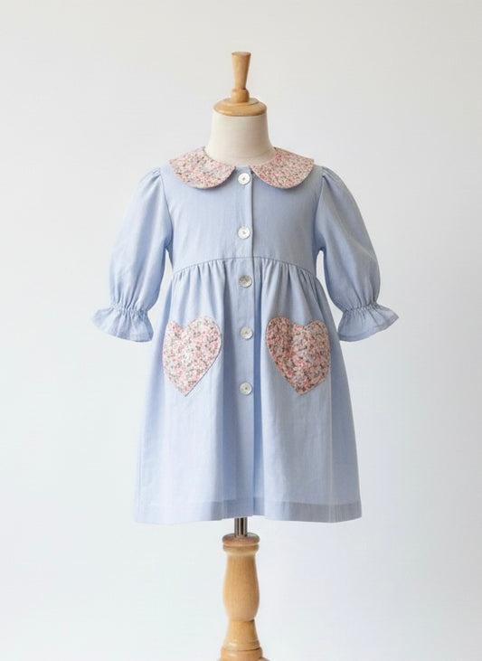 Delantal - Celeste y Rosa