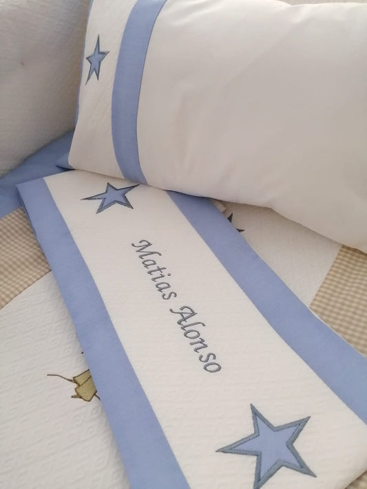 Sábanas personalizadas - azul claro y estrellas