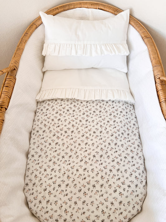 Set de Cuna - Florcitas Gris y Rosa