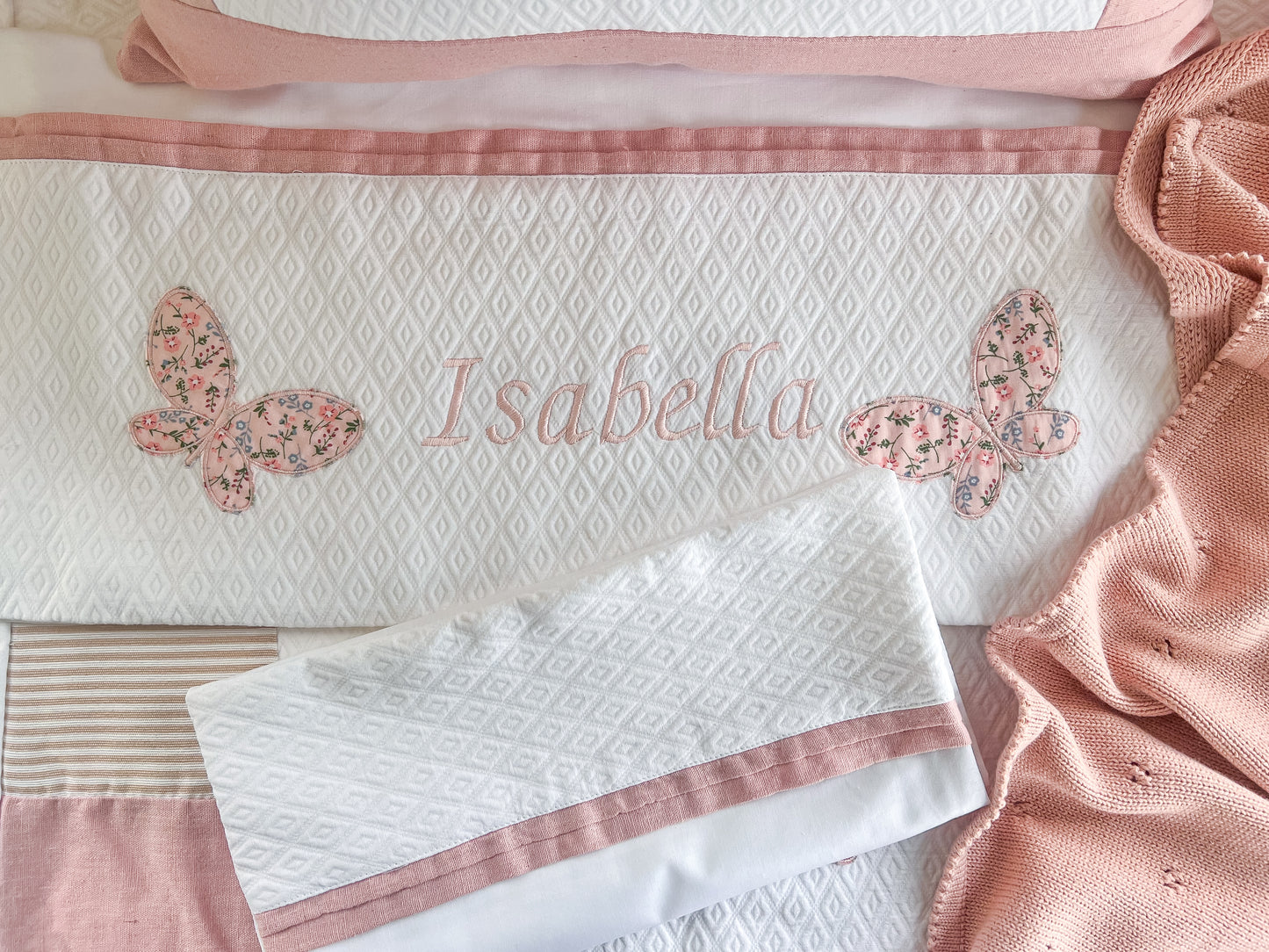 Sábanas Mariposas personalizadas - rosa y florcitas