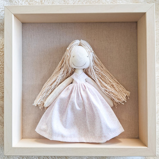 Cuadrito Muñeca - hojitas rosa