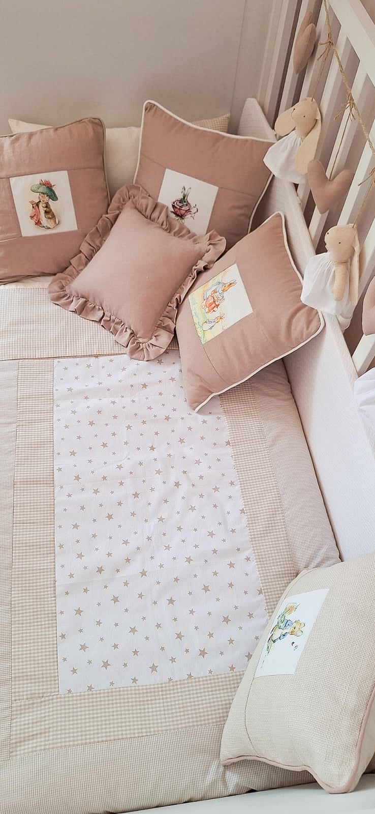 Cubrecama Patchwork - estrellas beige