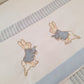 Sábanas Peter Rabbit - celeste y rayitas celeste
