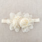 Diadema flores y cuentas - crema