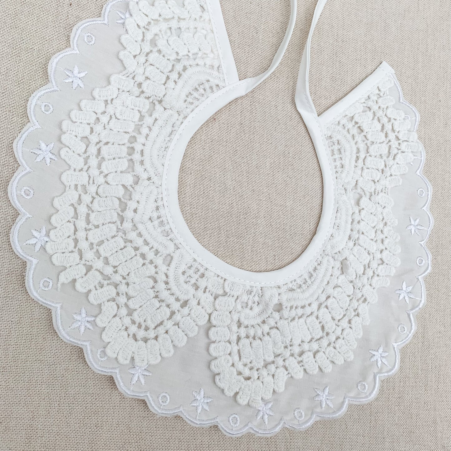 Cuello broderie y bolillo - blanco