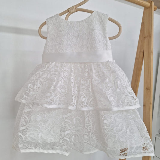 Vestido blanco broderie con lazo en espalda