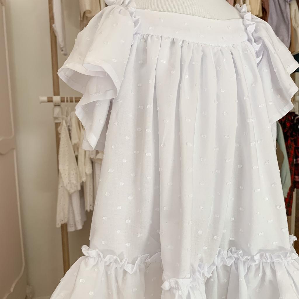 Vestido vuelos plumetti blanco